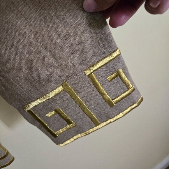 Noviello Bloom Suits Vintage Rare Gold Greek Key Embroidered Blazer Size 6 - Picture 3 of 5